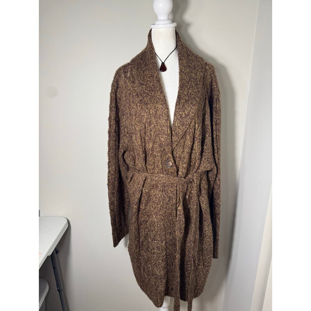 Vintage Faded Glory Brown Knit Tie Front Sweater 4X